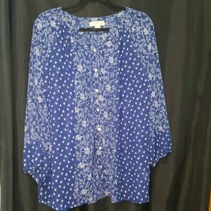 Coldwater Creek 1x blouse blue flowing top